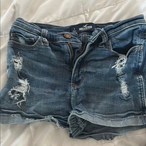 Hollister Blue Jean Shorts Distressed Cuffed